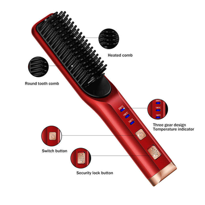 o Straightener elétrico do cabelo 160-200C escova a placa sem corda sem fio do revestimento cerâmico